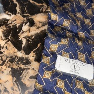 Valentino Navy and Gold Geometric Silk Tie